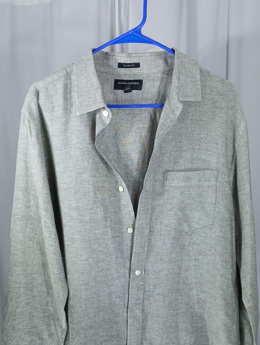 Banana Republic Men's Slim Fit large Light brown linen blend Button-Down Shirt